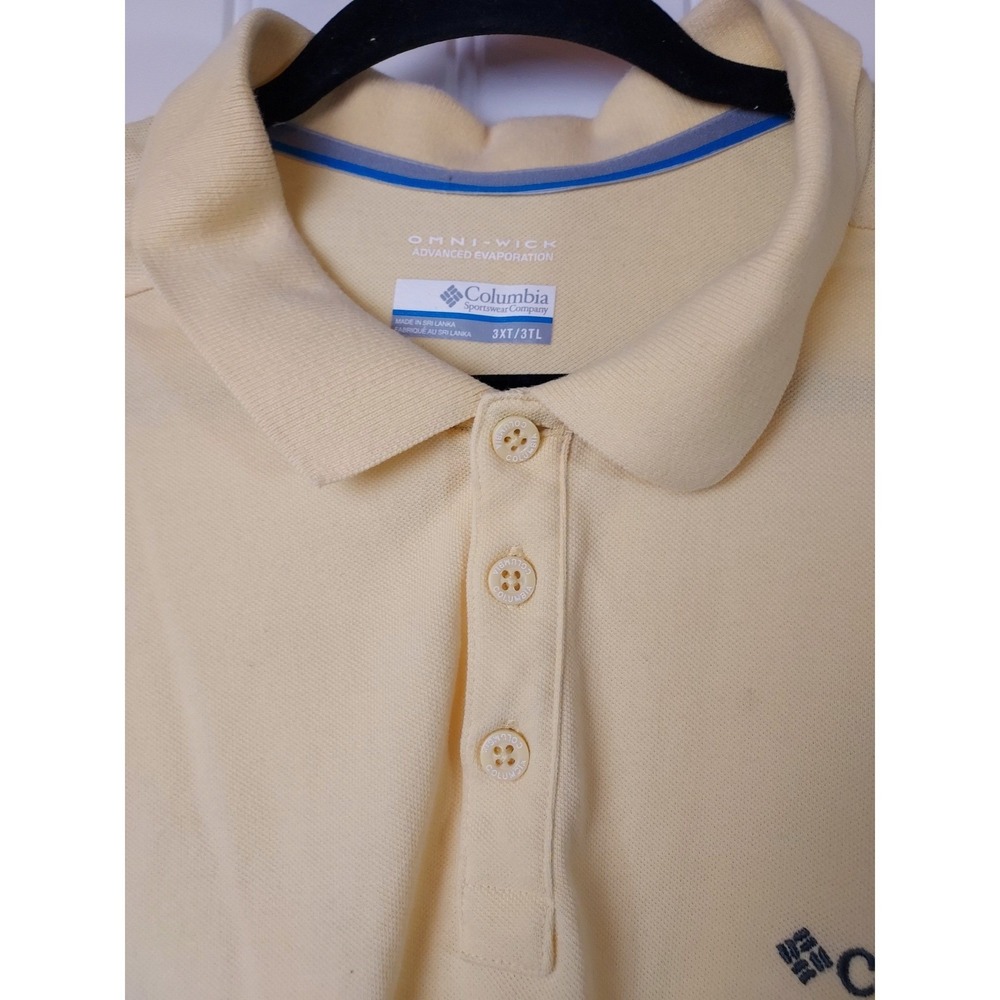 Columbia Sportswear Golf Fishing Mens Yellow Omni Wick‎ Polo Shirt 3XT 3XL